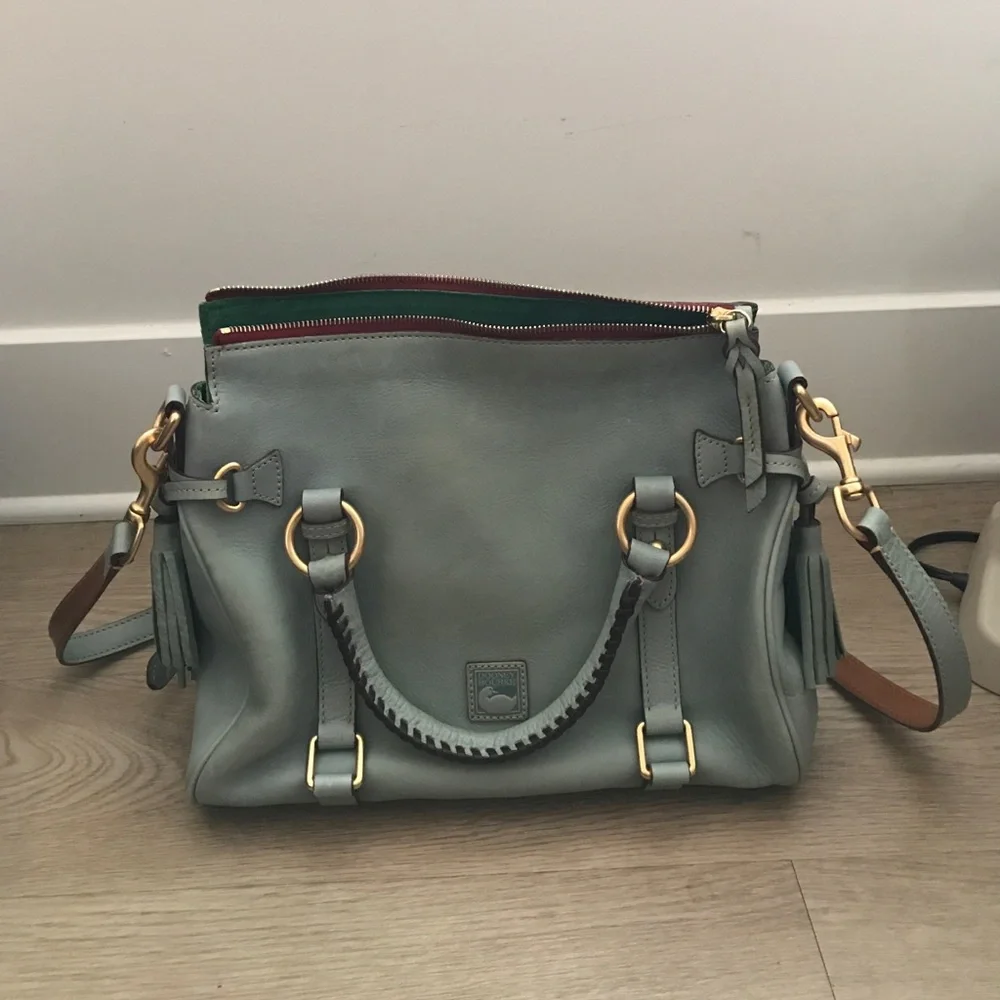RARE DUSTY BLUE Small Satchel Dooney and Bourke - Picture 1 of 5